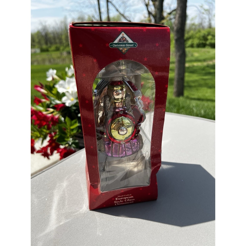 Vintage Christmas Ornament European Style Hand Crafted Glass Santa Clause Train - Picture 9 of 11